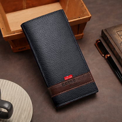 Long Wallet Purse – Contrast Band Design with Card Slots &amp; Zipper Pocket HHC