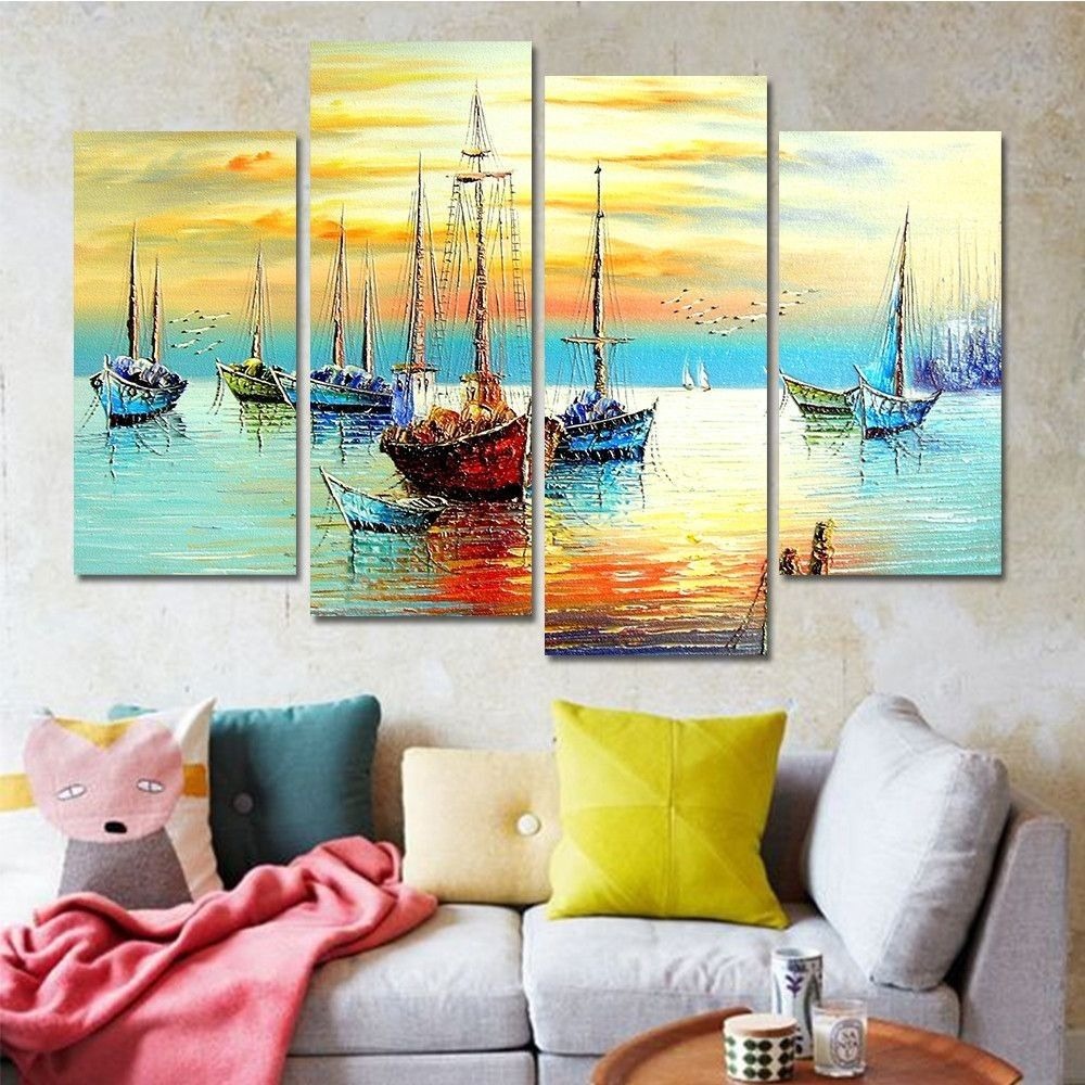 Set of 4 Decorative Wall Art Canvas Frames – Modern 4-Piece Wall Frame Set HHC