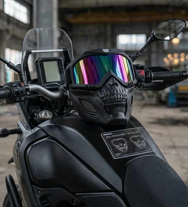Premium Skull Goggles Mask – Full Face Biker Mask with Iridium Lens HHC