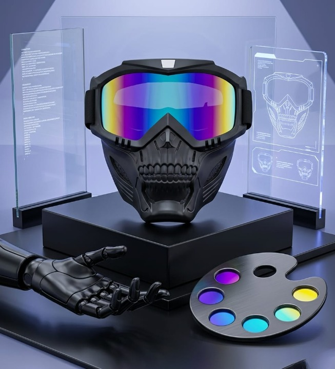 Premium Skull Goggles Mask – Full Face Biker Mask with Iridium Lens HHC