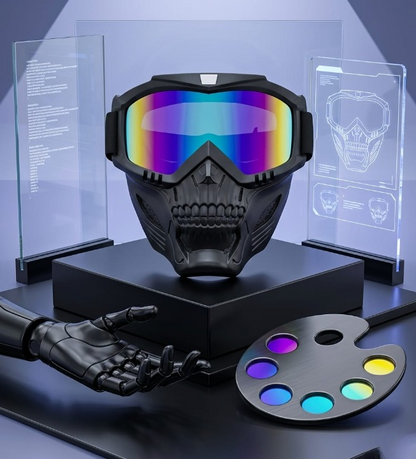 Premium Skull Goggles Mask – Full Face Biker Mask with Iridium Lens HHC