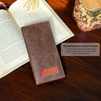 Rustic Finish Long Wallet with Vintage Texture Design HHC