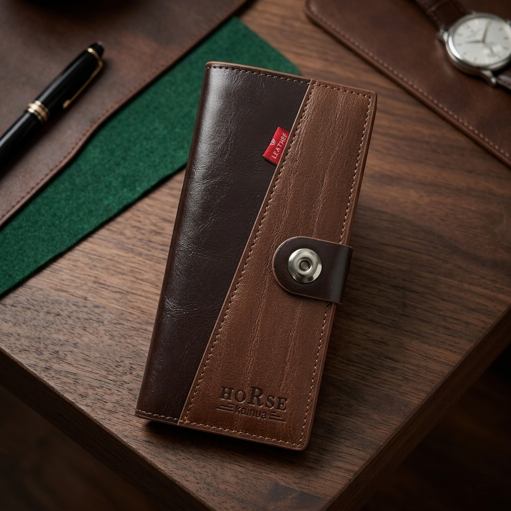 WAGLOK Dual Tone Magnetic Button Long Wallet for Men &amp; Women with Zipper Pocket HHC