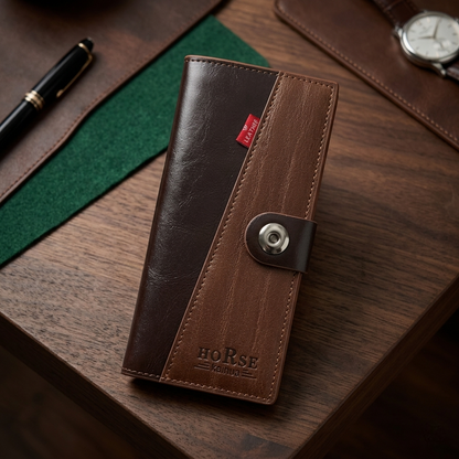 WAGLOK Dual Tone Magnetic Button Long Wallet for Men &amp; Women with Zipper Pocket HHC
