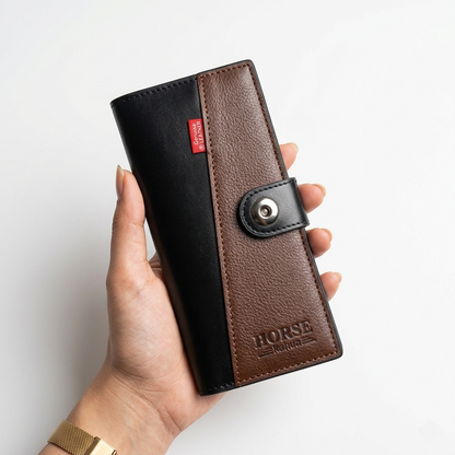 WAGLOK Dual Tone Magnetic Button Long Wallet for Men &amp; Women with Zipper Pocket HHC