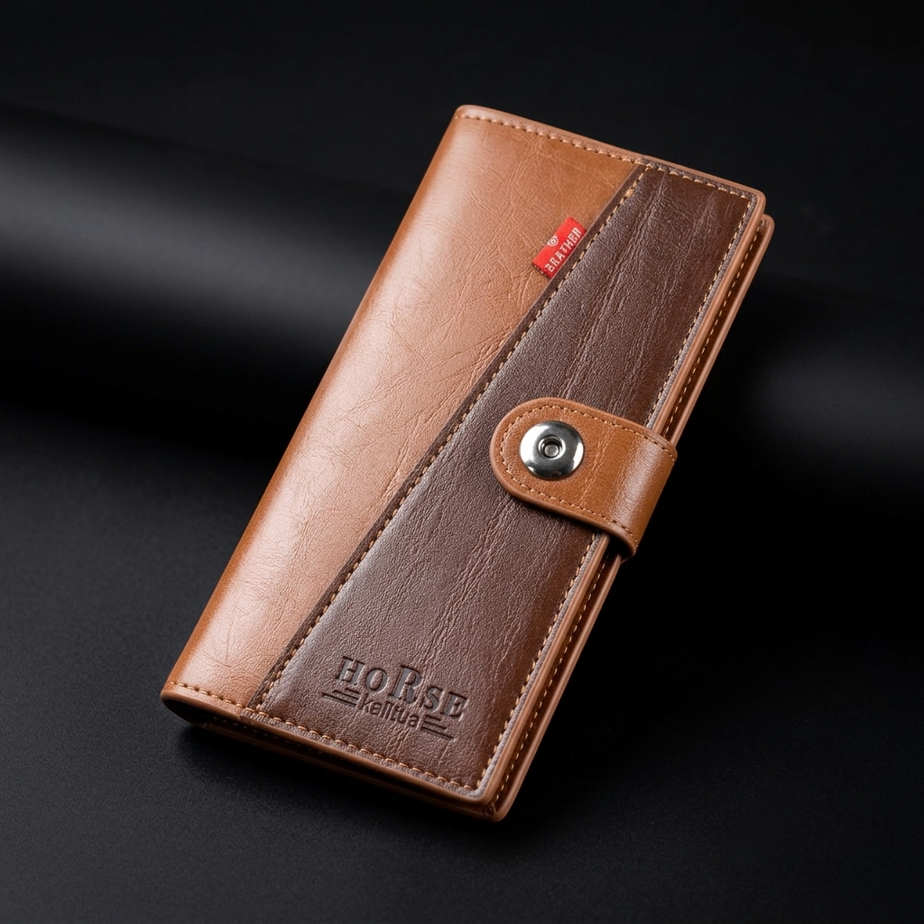 WAGLOK Dual Tone Magnetic Button Long Wallet for Men &amp; Women with Zipper Pocket HHC