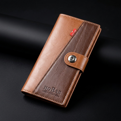 WAGLOK Dual Tone Magnetic Button Long Wallet for Men &amp; Women with Zipper Pocket HHC