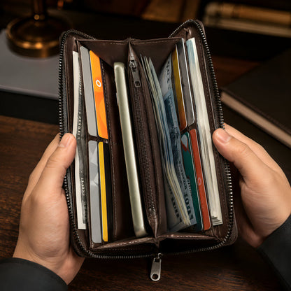 Balebaily Long Wallet for Men &amp; Women with Zipper Pocket HHC