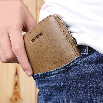 GOL Zip Leather Wallet for Men – Compact Wallet with Coin Pocket HHC