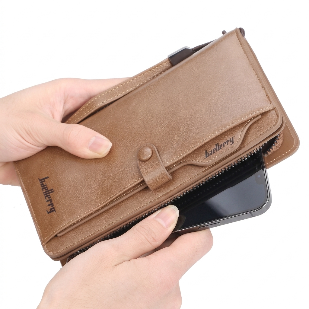 Balebaily Long Zipper Wallet for Men &amp; Women – PU Leather with 15 Card Slots HHC