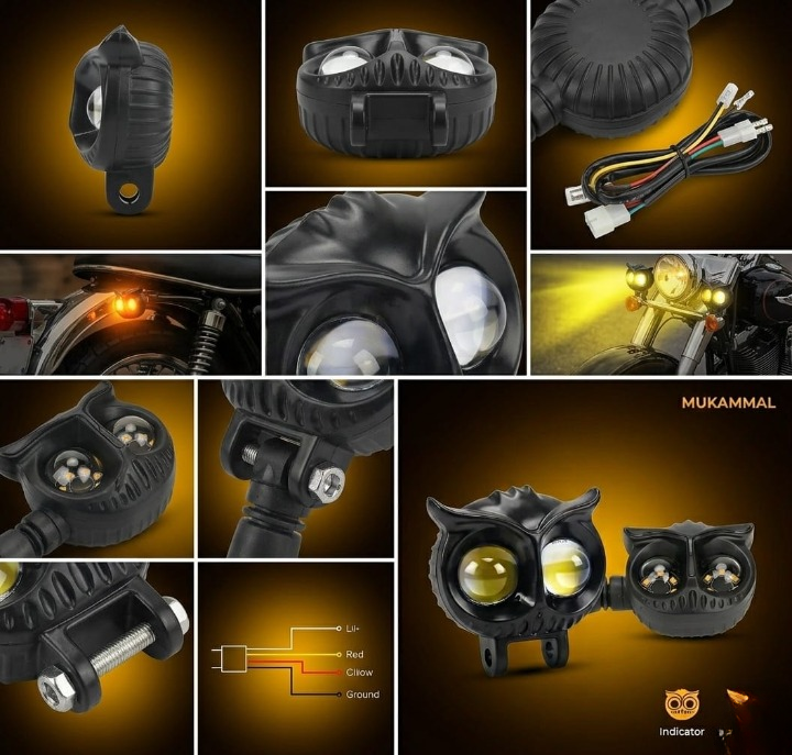 Universal Owl Fog Light & 4 Owl Indicator Set for 70CC, 125CC, and Universal Motorcycles HHC
