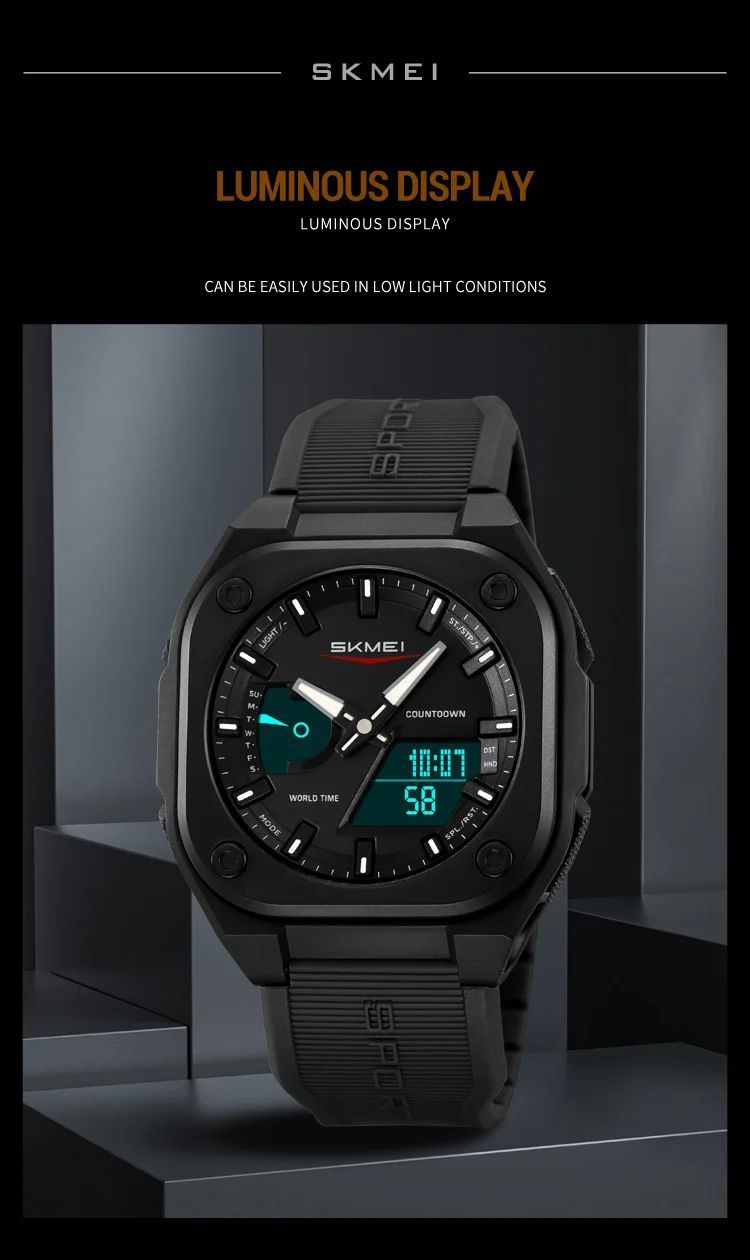 SKMEI Original Men's World Timer Watch – Analog-Digital Sports Chronograph HHC