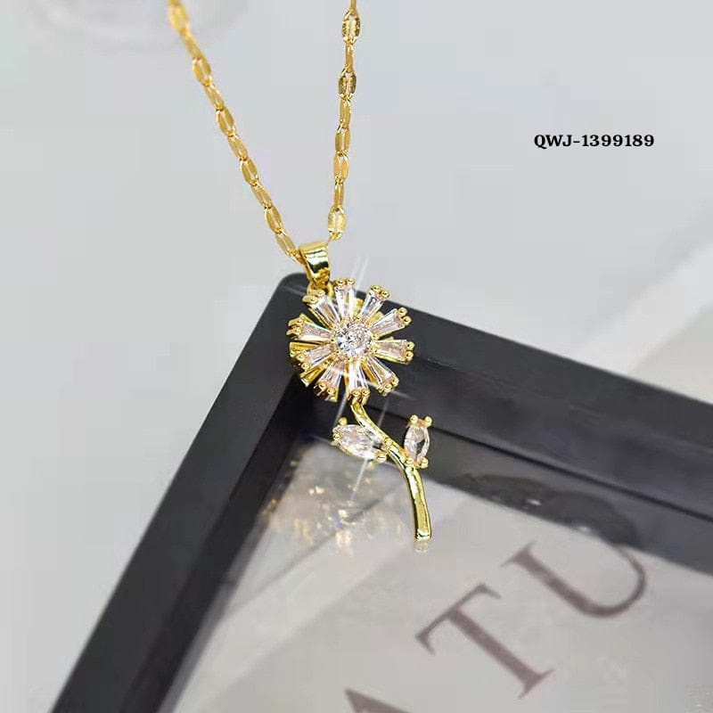 Flower Rotation Pendant Necklace HHC