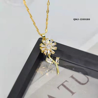 Flower Rotation Pendant Necklace HHC