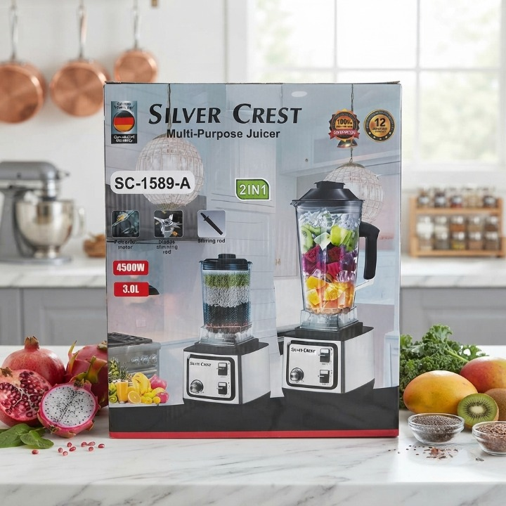 Silver Crest 2-in-1 Blender &amp; Grinder SC-1589 – Powerful Kitchen Appliance HHC