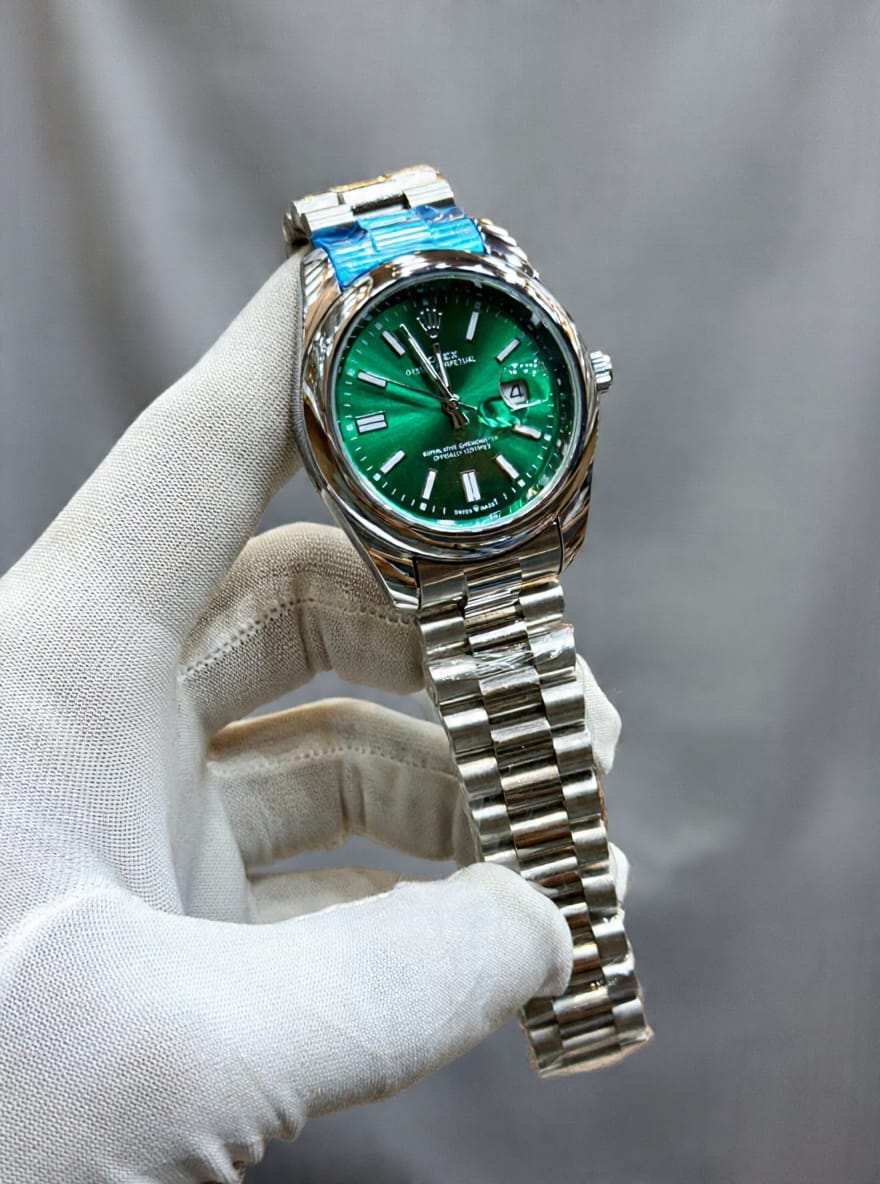 Rolex Oyster Perpetual Style Watch – White Dial with Stainless Steel Chain HHC