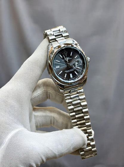 Rolex Oyster Perpetual Style Watch – White Dial with Stainless Steel Chain HHC