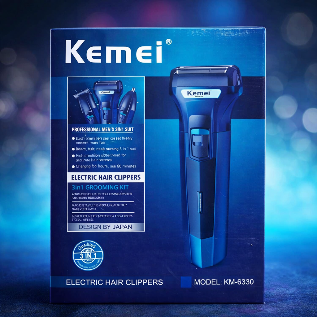 Kemei KM-6330 3-in-1 Electric Hair Clipper &amp; Grooming Kit HHC