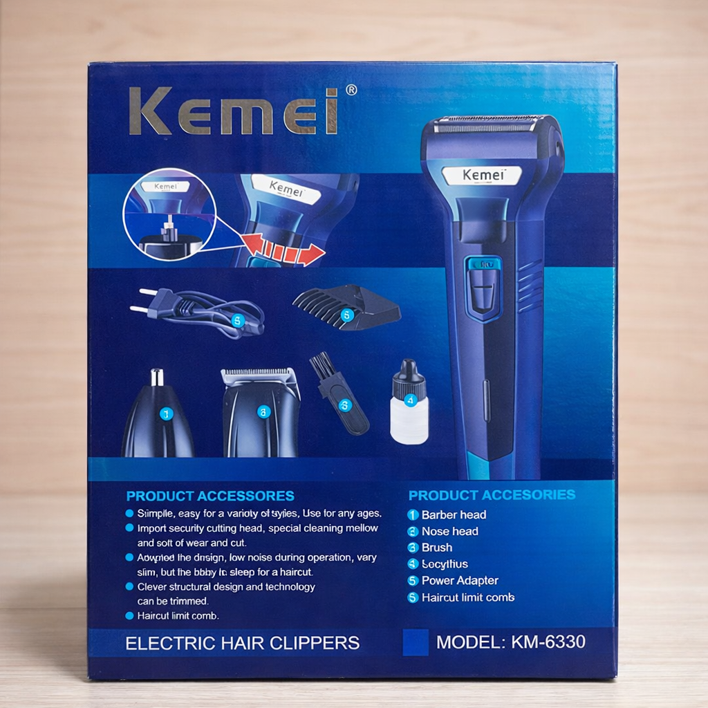 Kemei KM-6330 3-in-1 Electric Hair Clipper &amp; Grooming Kit HHC