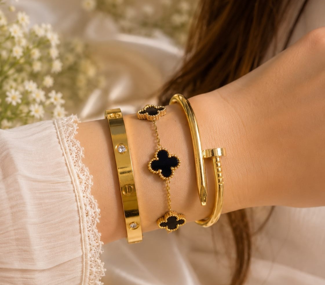 Stainless Steel 3 Piece Bracelet And Bangle Combo HHC