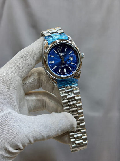 Rolex Oyster Perpetual Style Watch – White Dial with Stainless Steel Chain HHC