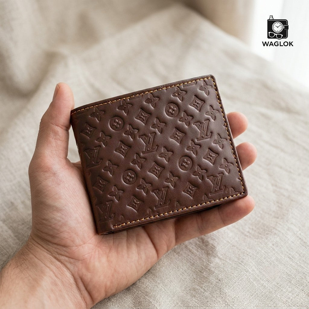 Men's Genuine Leather Bifold Wallet with Gift Box Black HHC
