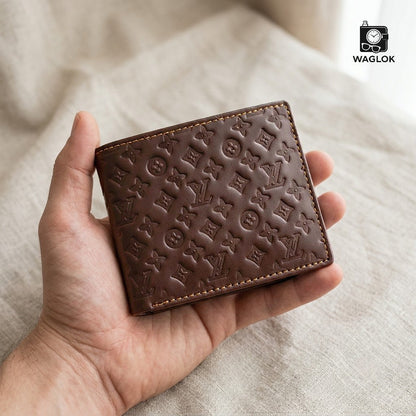 Men's Genuine Leather Bifold Wallet with Gift Box Black HHC