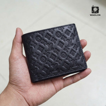 Men's Genuine Leather Bifold Wallet with Gift Box Black HHC