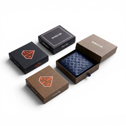 Men's Genuine Leather Bifold Wallet with Gift Box Black HHC