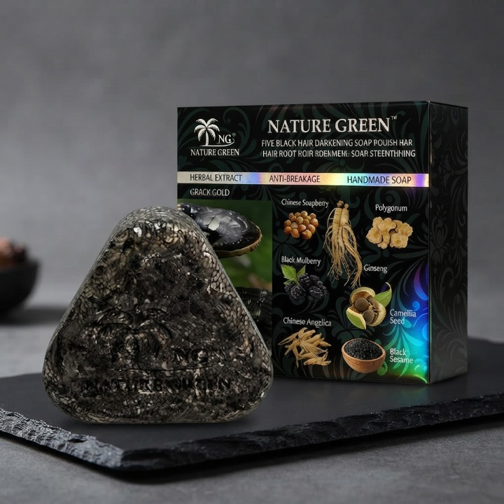 Nature Green Black Ganoderma Hair Darkening Soap 130g HHC