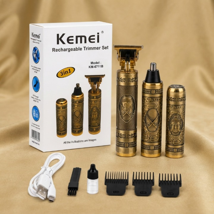 Kemei KM-6711B 3-in-1 Rechargeable Trimmer Set HHC