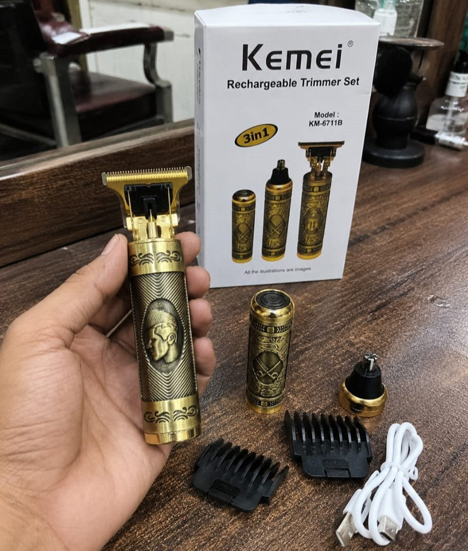 Kemei KM-6711B 3-in-1 Rechargeable Trimmer Set HHC