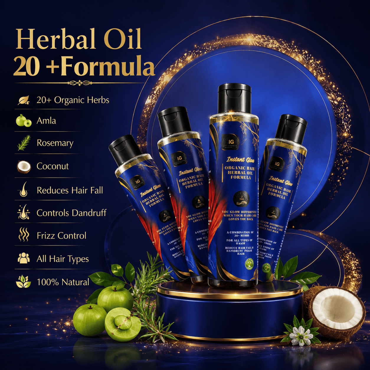 Instant Glow Herbal Oil 20+ Formula 200ml HHC
