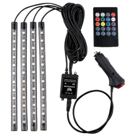 RGB Atmosphere Light for Cars &amp; Bikes – 48 LED Bluetooth App Control HHC