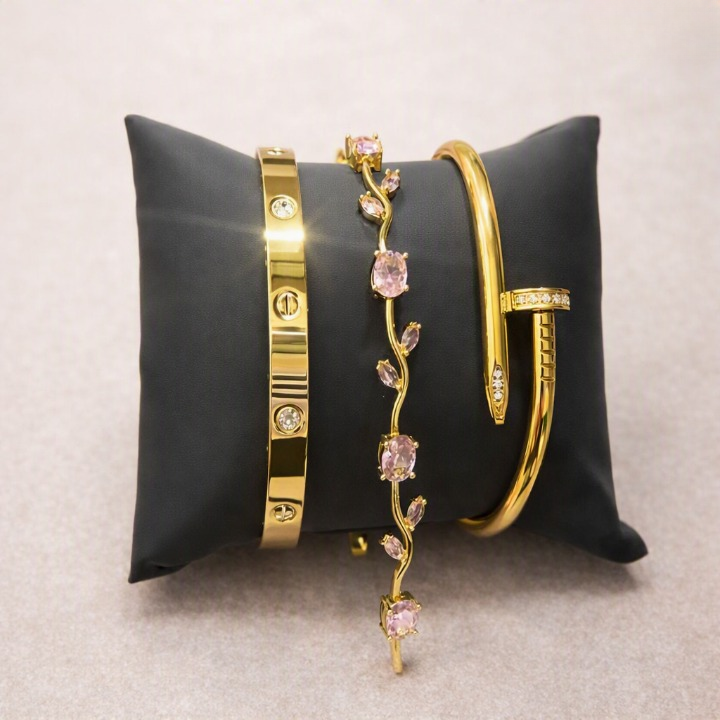 Pack of 3 Bracelets – Nail Cartier, Cartier &amp; Tulip Bracelet Set HHC