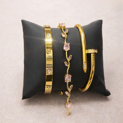 Pack of 3 Bracelets – Nail Cartier, Cartier &amp; Tulip Bracelet Set HHC