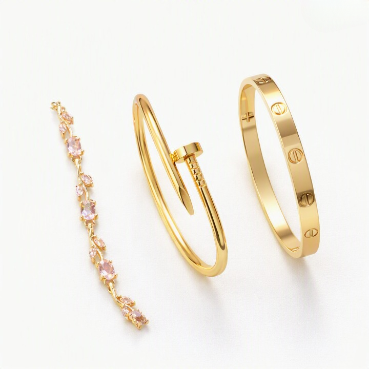 Pack of 3 Bracelets – Nail Cartier, Cartier &amp; Tulip Bracelet Set HHC