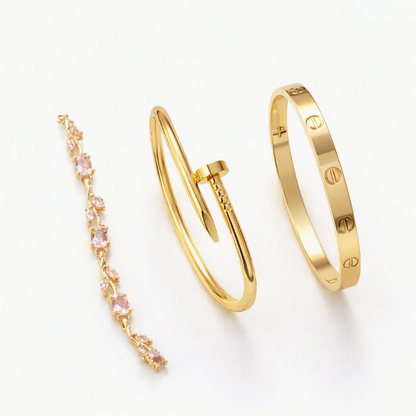 Pack of 3 Bracelets – Nail Cartier, Cartier &amp; Tulip Bracelet Set HHC