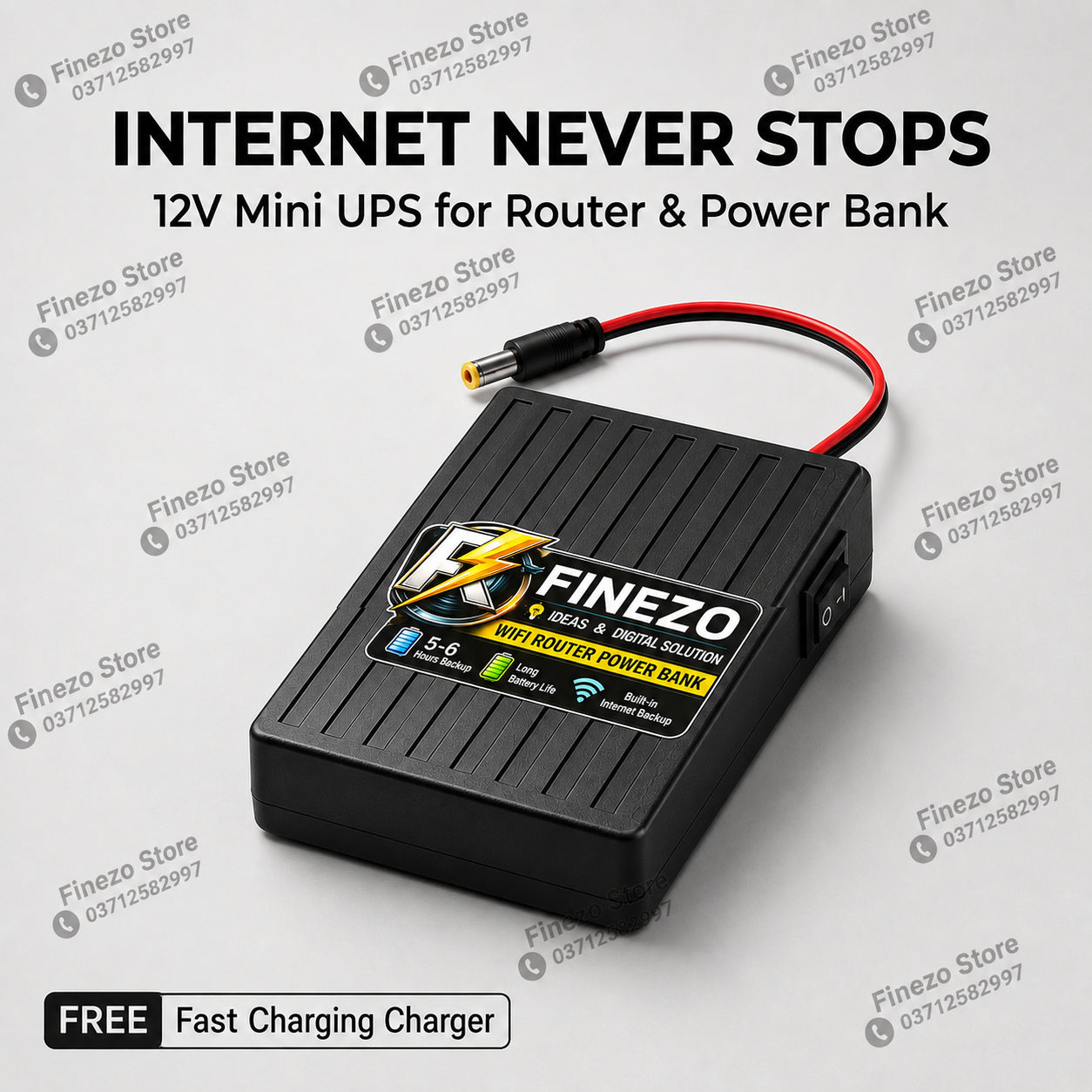 Finezo 12V WiFi Router Power Bank 12000mAh HHC