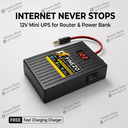 Finezo 12V WiFi Router Power Bank with LED Digital Voltage Display HHC