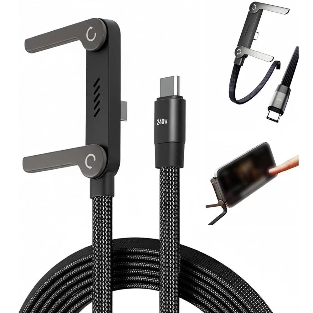 240W 2-in-1 C to C Data Cable with Stand – 1.5 Meter HHC