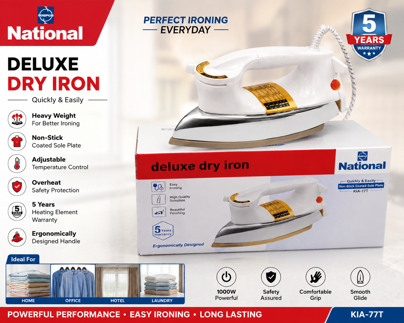 National Deluxe Heavy Weight Dry Iron KIA-77T HHC