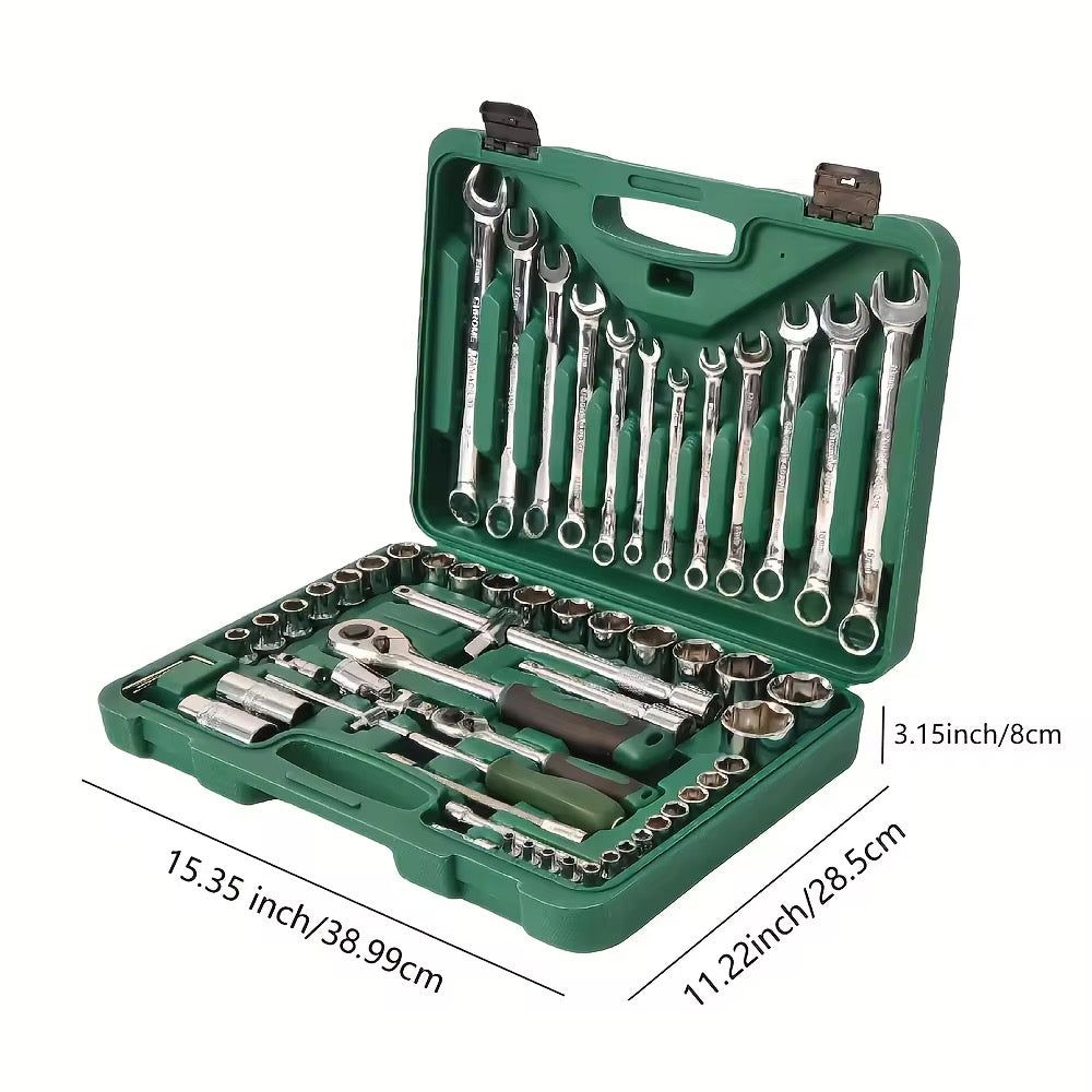 61-Piece Chrome Vanadium (Cr-V) Socket Wrench &amp; Sleeve Tool Set HHC