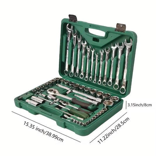 61-Piece Chrome Vanadium (Cr-V) Socket Wrench &amp; Sleeve Tool Set HHC