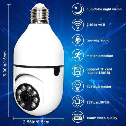Speed-x SP-E27 Bulb Camera 1080P Wifi 360 Degree Panoramic Night Vision HHC