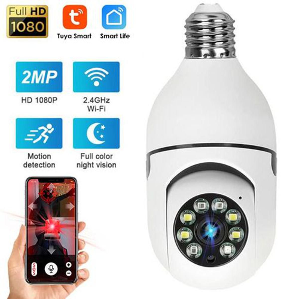 Speed-x SP-E27 Bulb Camera 1080P Wifi 360 Degree Panoramic Night Vision HHC