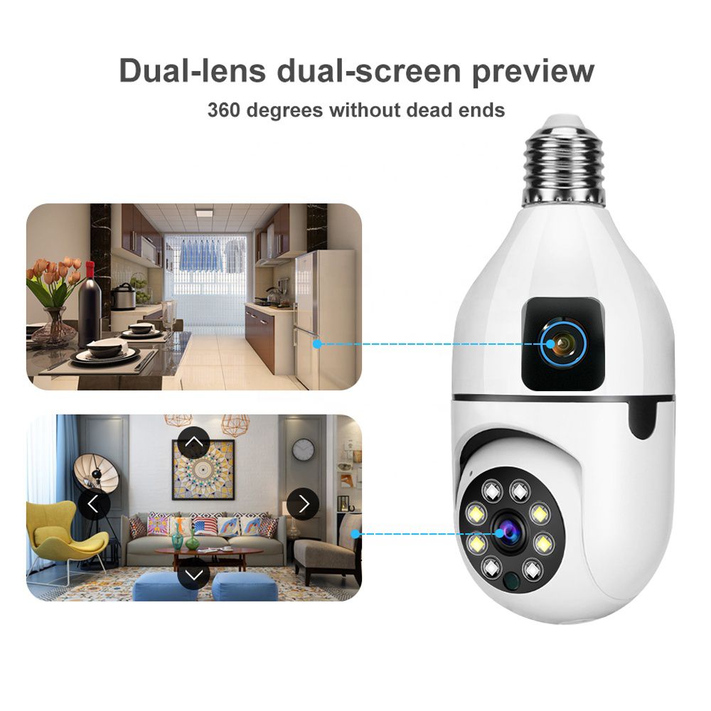 Speed-X Dual Lens Bulb Camera 1080P WiFi Panoramic Night Vision HHC