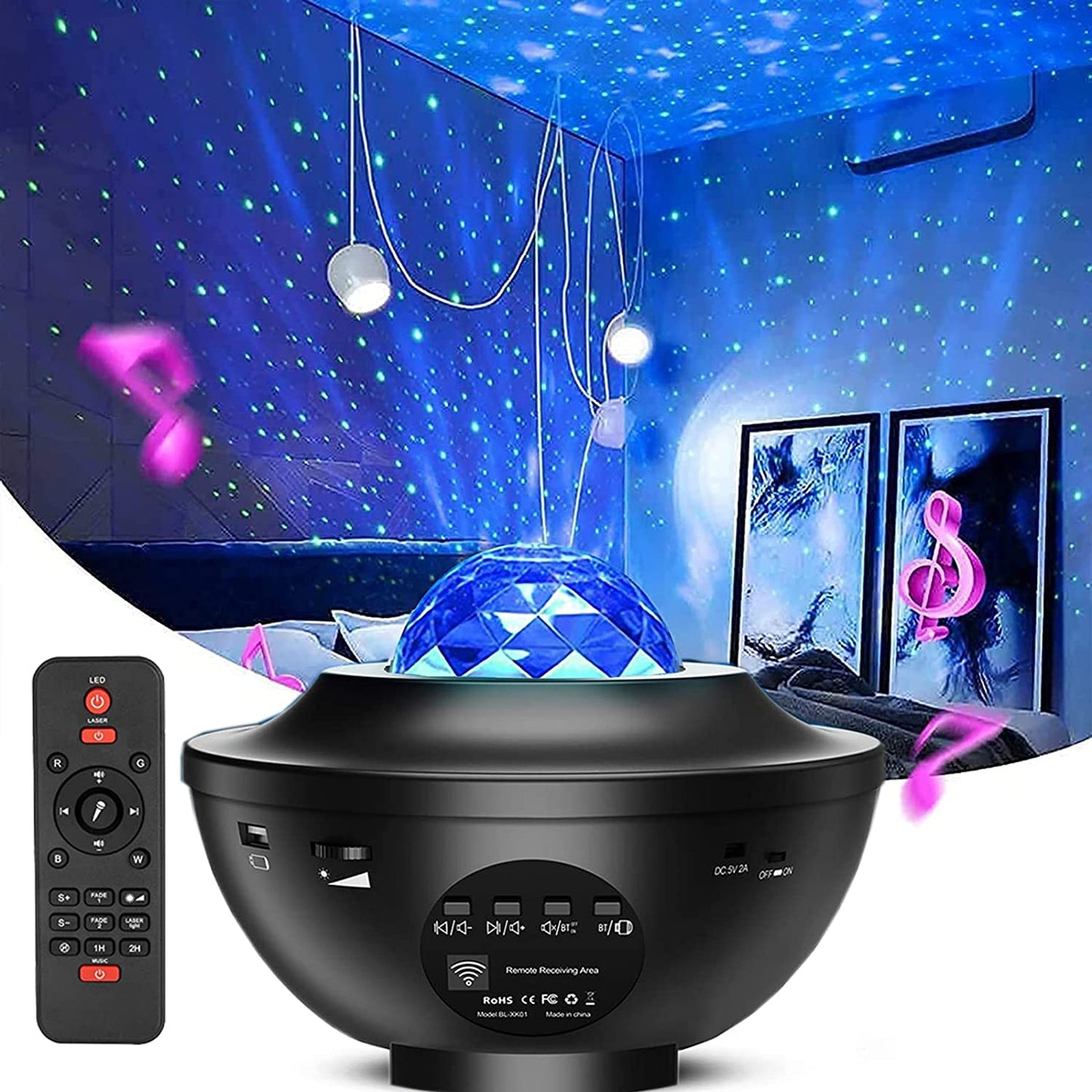 Colorful Starry Sky Galaxy Projector Night Light with Bluetooth &amp; USB Music Player HHC