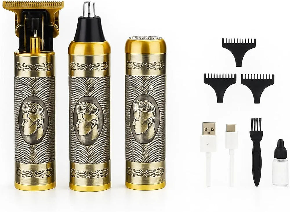 Professional 3-in-1 Men’s Grooming Kit – Gold Metal Body HHC