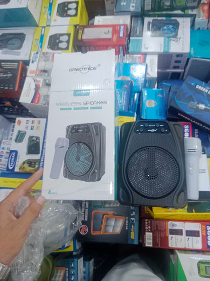 GREATNICE 4" Portable Wireless Karaoke Speaker with Wired Microphone HHC
